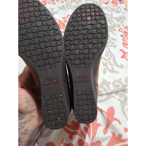 UGG Boots Womens 8 Meredith Lodge Wedge Booties Brown Leather Zip 1008017 - Picture 10 of 13